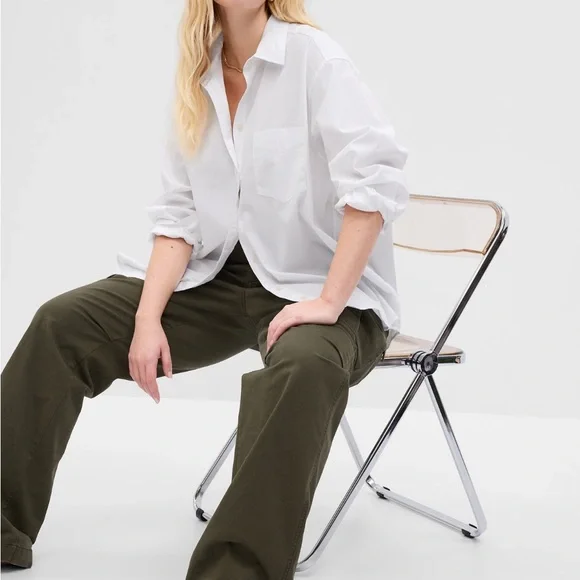 Gap Organic Cotton Poplin Big Shirt - White, XS Petite, NWT - Picture 4 of 7